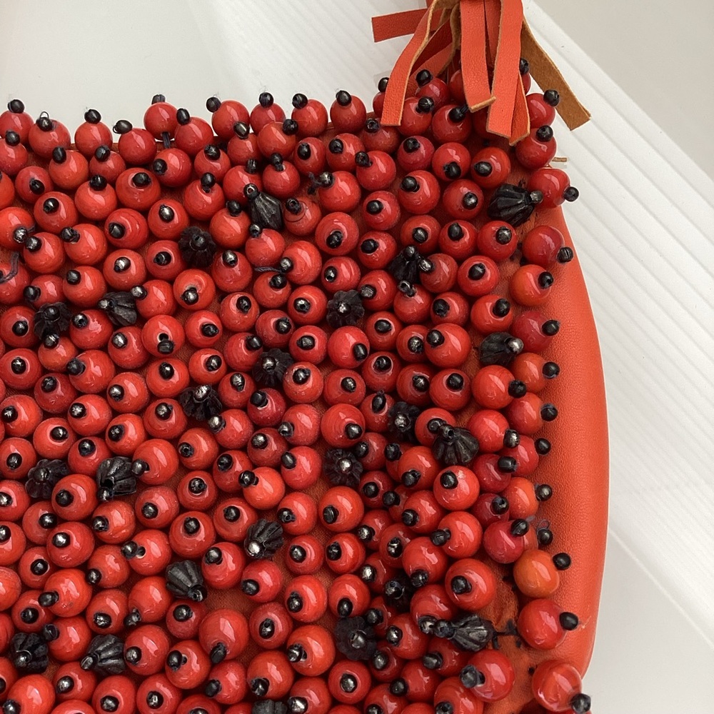 Christiana Orange/ Black Beaded Mini Handbag - Picture 5 of 5